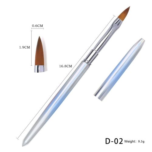 New Metal Pure Mink Hair Nail Crystal Pen Siberian Crystal Carved Brush